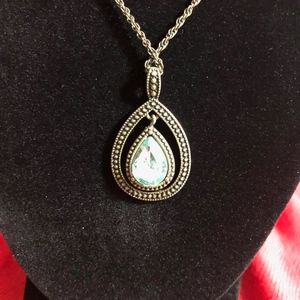 Azure Colored Faux Chrystal Necklace